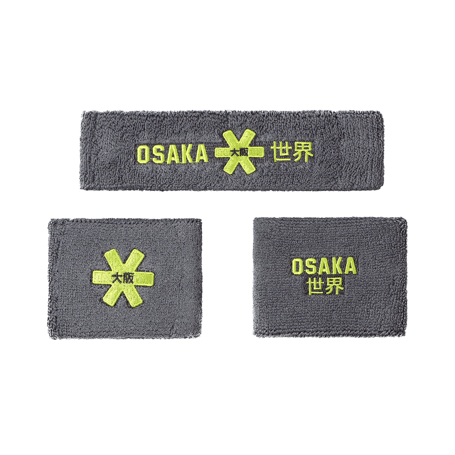 Osaka Set Polsini e Fascia - Grigio e Verde Lime